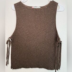 Elegant Brown Knit Tank Top